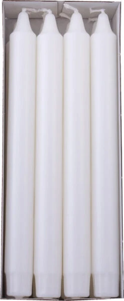 Kronelys 8 Pk - Lengde 24 Cm, Hvit