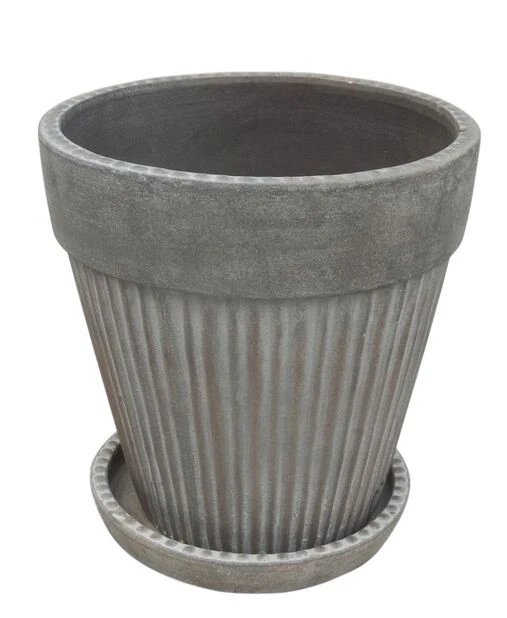 Potte Kelly Med Fat - Ø30 Cm, Grå