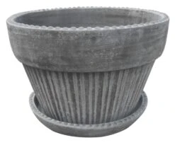 Planteskål Kelly Med Fat - Ø38 Cm, Grå