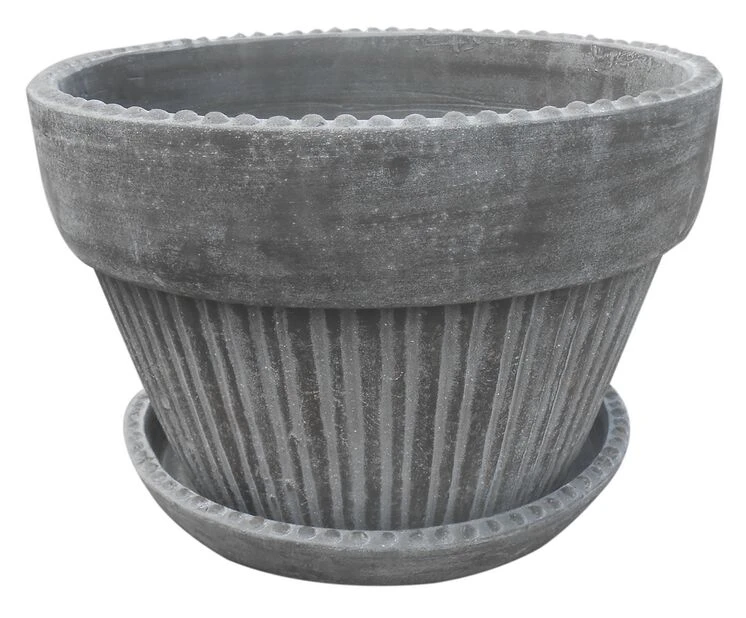 Planteskål Kelly Med Fat - Ø38 Cm, Grå