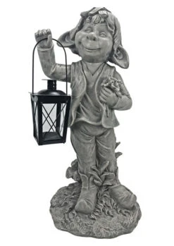 Hagealv Hugo Med Lykt - Høyde 49 Cm, Grå