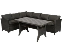 Hjørnesofa Med Bord Sevilla - 6 Sitteplatser, Svart