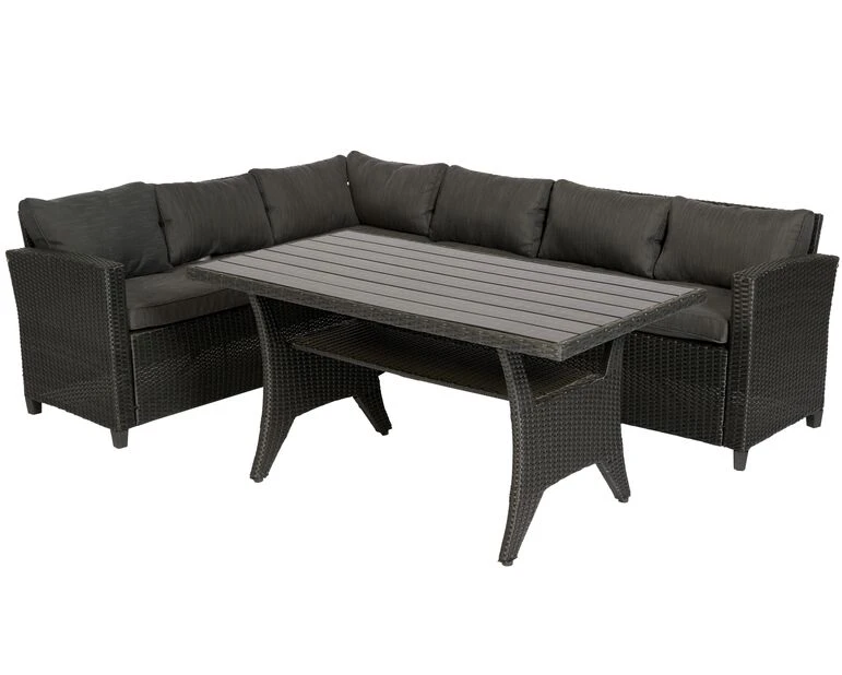 Hjørnesofa Med Bord Sevilla - 6 Sitteplatser, Svart