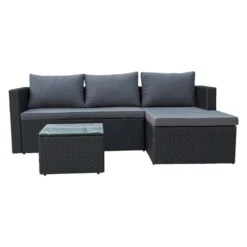 Loungesett Oakland - 3 Sitteplatser, Svart