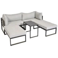 Loungesofa Med Bord Wexford - 3 Sitteplatser, Svart