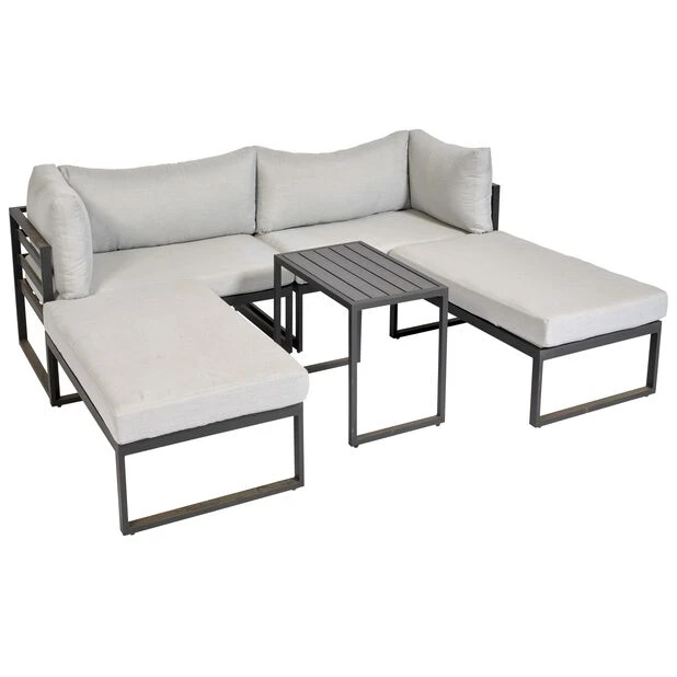 Loungesofa Med Bord Wexford - 3 Sitteplatser, Svart