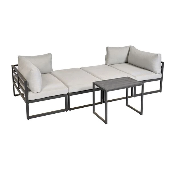 Loungesofa Med Bord Wexford - 3 Sitteplatser, Svart - Bilde 3
