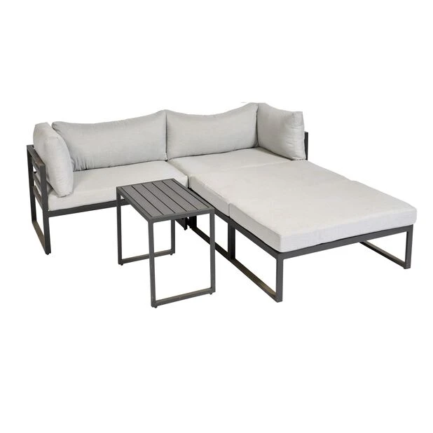 Loungesofa Med Bord Wexford - 3 Sitteplatser, Svart - Bilde 2