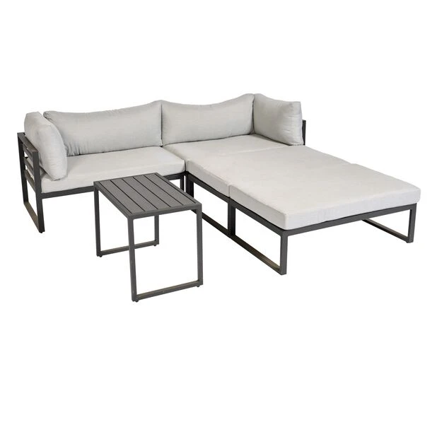 Loungesofa Med Bord Wexford - 3 Sitteplatser, Svart - Bilde 4