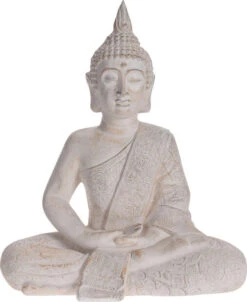 Skulptur Buddha - Høyde 49 Cm, Offwhite