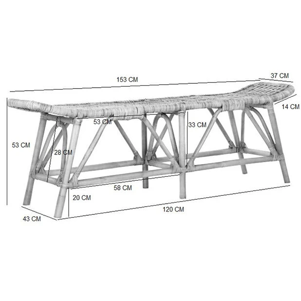 Benk Bariano - Lengde 150 Cm, Beige - Bilde 3