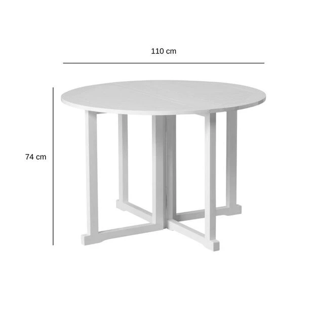 Kafébord Til Balkong Risør - Ø110 Cm, Hvit - Bilde 4