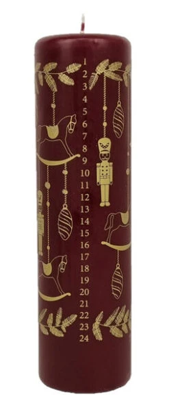 Kalenderlys Holly - Høyde 24 Cm, Burgunder