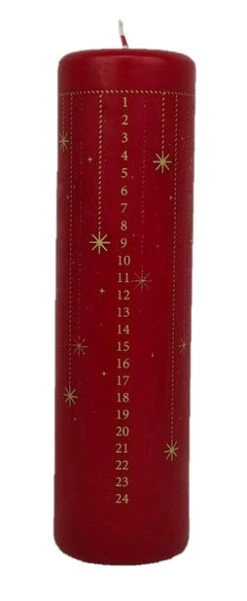 Kalenderlys Shimmer - Høyde 24 Cm, Rød